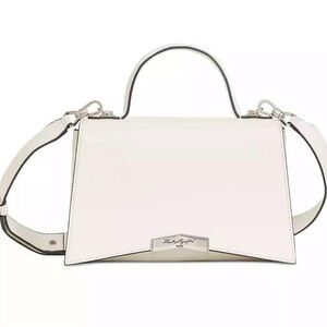 KARL LAGERFELD Women's Tropez Leather Crossbody Bag Elegant White Handbag NEW